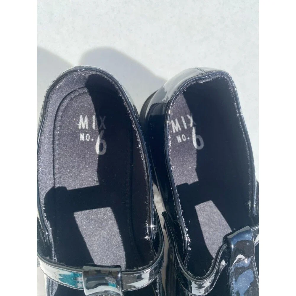 Mix No. 6 Lana Black Patent Leather Mary Jane Chunky Shoes Size 5 Youth /Women's